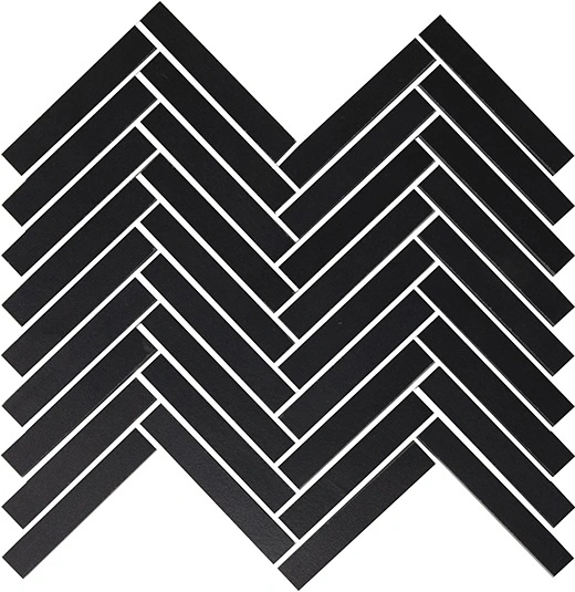 Chroma Star Black 5/8"x4" Herringbone Mosaic
