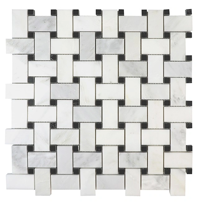 Eastern White Basketweave w/Black Mosaic