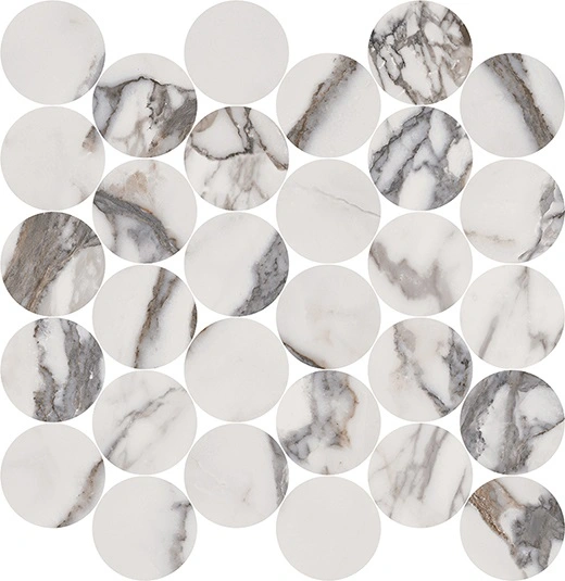 Indalgo Arabescato Polished 2.5" Circle Mosaic