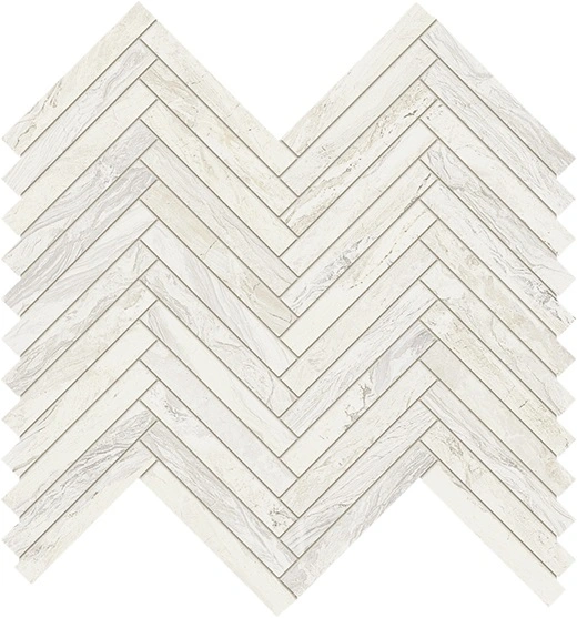 Jewelstone White Polished 5/8"x4" Herringbone