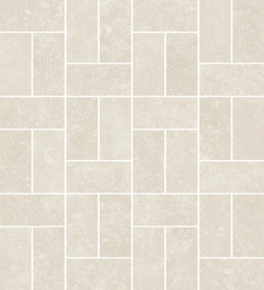 Kensington Antique White 1.5"x3" Offset Basketweave Mosaic