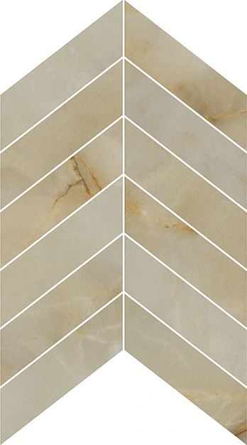 Luxury Opulent Beige Onyx Matte 2"x6" Chevron Mosaic