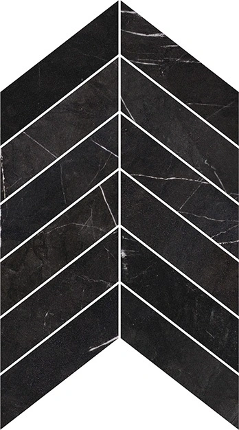 Luxury Regal Black Matte 2"x6" Chevron Mosaic