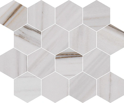 Luxury Majestic White Lasa Matte 3"x3" Hexagon Mosaic