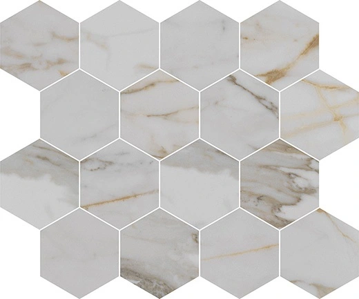 Luxury Imperial Gold Calacatta 3"x3" Hexagon Mosaic