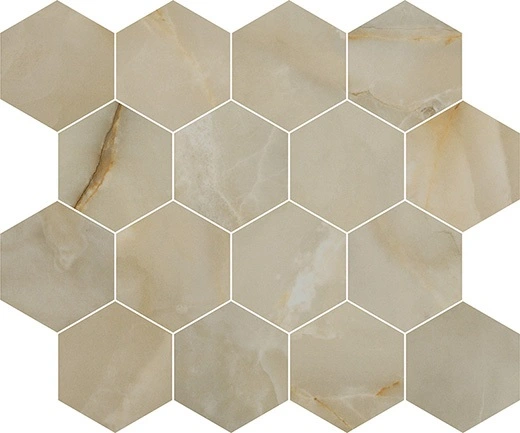 Luxury Opulent Beige Onyx Matte 3"x3" Hexagon Mosaic