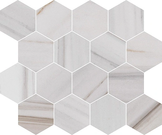 Luxury Majestic White Lasa 3"x3" Hexagon Mosaic