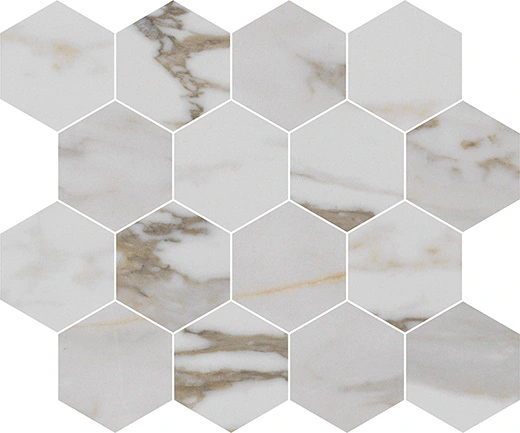 Luxury Imperial Gold Calacatta 3"x3" Hexagon Mosaic