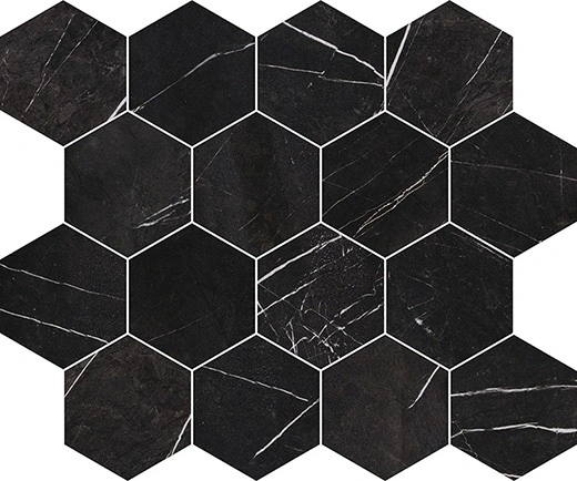 Luxury Regal Black 3"x3" Hexagon Mosaic