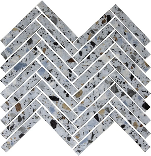Melange Sugar 5/8"x4" Herringbone Mosaic