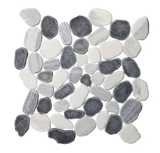 Natural Stone Pebbles Sliced Black White Mix