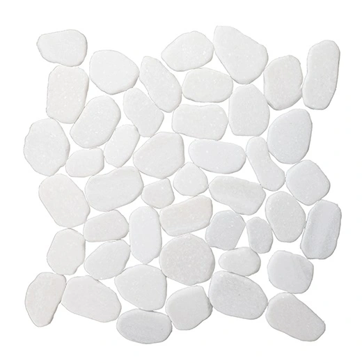 Natural Stone Pebbles Sliced White