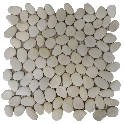 Natural Stone Pebbles Round / White