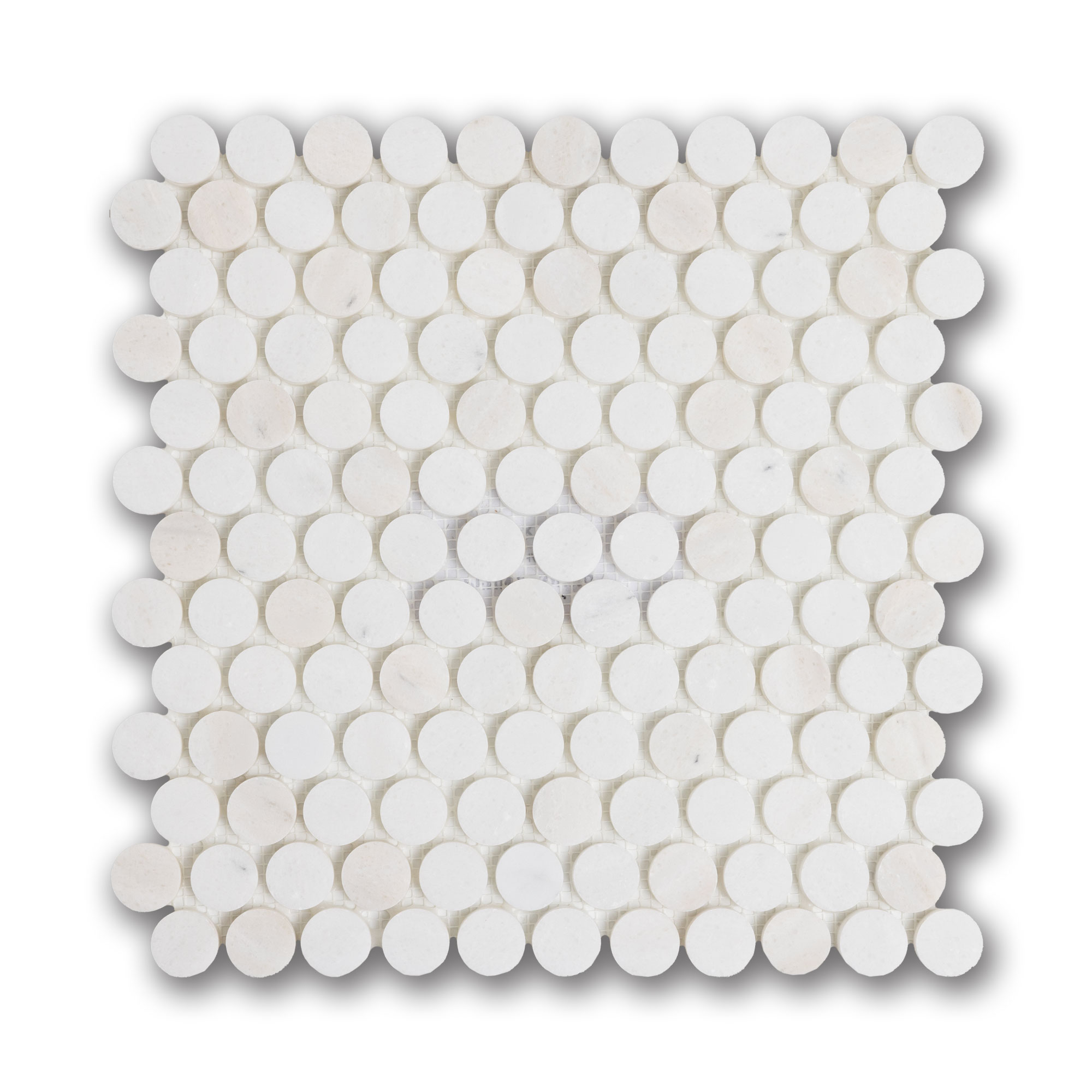 Dsa Loop Collection Penny Rounds Penny Round White Haze (H) - marble tile Penny Round Mosaic collection ...