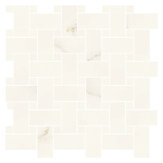 Resplendent Calacatta Apuano Basketweave Mosaic