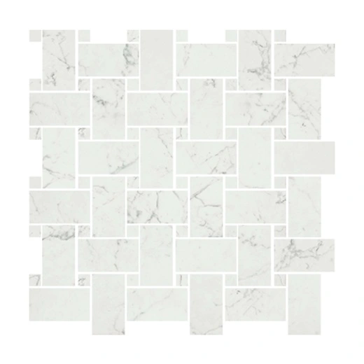 Resplendent Carrara Pure Basketweave Mosaic