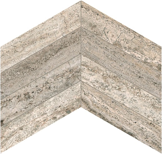 Silver Ash (Travertine) 2"x8.5" Chevron
