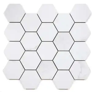 Malaysia Calacatta Dorado Matte 3 x 3 Hexagon Mosaic