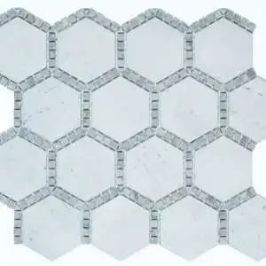 Hexagon Deco Milky White Honed