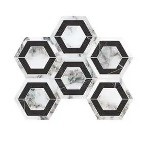 New Arabescato Mosaico Esagono Intarsio