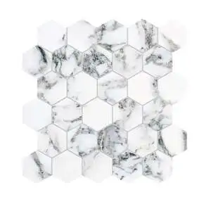 New Arabescato Mosaico Esagono su rete