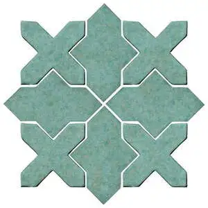 Studio Field Arabesque Pattern 2B High Fire Ceramic Tile Aqua