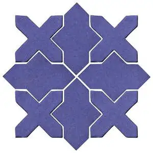 Studio Field Arabesque Pattern 2B High Fire Ceramic Blue Satin