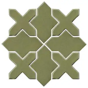 Studio Field Arabesque Pattern 2B High Fire Ceramic Tile Kelp