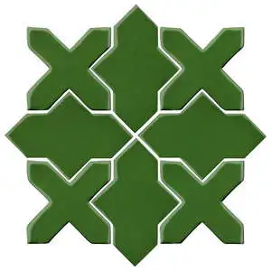 Studio Field Arabesque Pattern 2B High Fire Ceramic Lucky Green