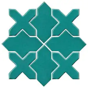 Studio Field Arabesque Pattern 2B High Fire Ceramic Real Teal