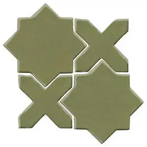 Studio Field Arabesque Pattern 2C High Fire Ceramic Tile Kelp