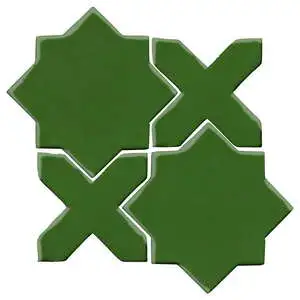 Studio Field Arabesque Pattern 2C High Fire Ceramic Lucky Green