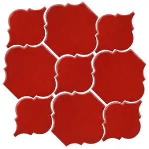 Studio Field Arabesque Pattern 5B High Fire Ceramic Brick Red
