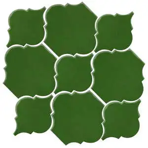 Studio Field Arabesque Pattern 5B High Fire Ceramic Lucky Green