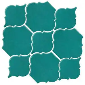 Studio Field Arabesque Pattern 5B High Fire Ceramic Real Teal