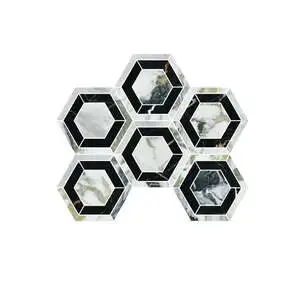 White Beauty Mosaico Esagono Intarsio su rete