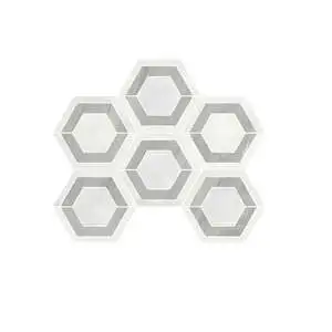 White Onyx Mosaico Esagono Intarsio su rete