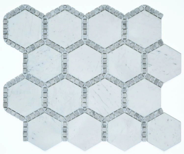 Hexagon Deco Milky White Honed
