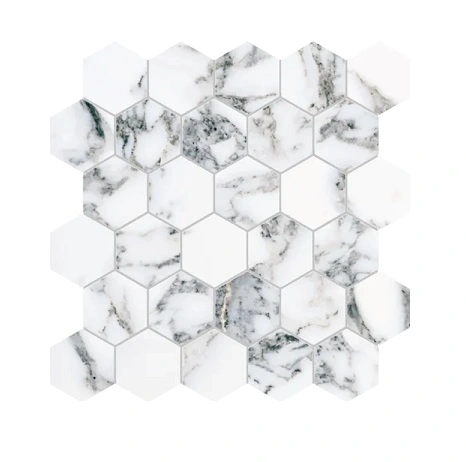 New Arabescato Mosaico Esagono su rete