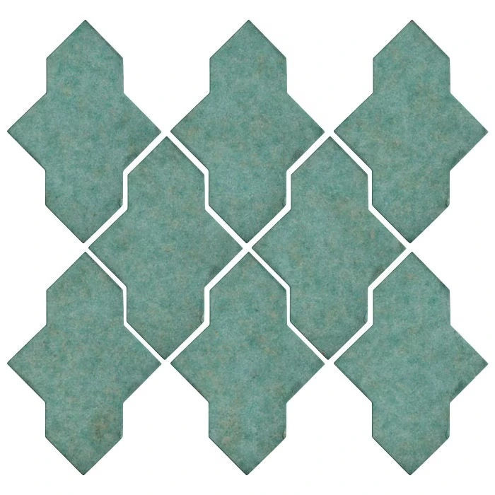 Studio Field Arabesque Pattern 2A High Fire Ceramic Tile Aqua