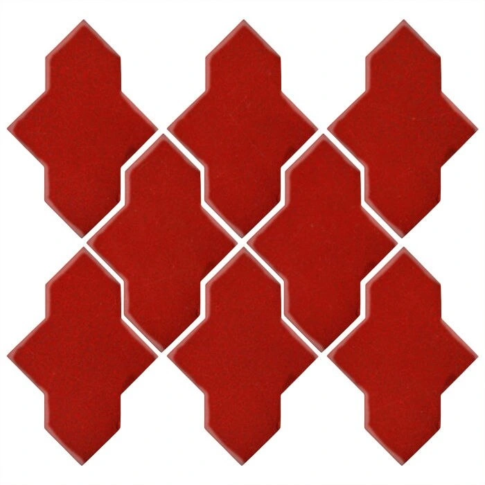 Studio Field Arabesque Pattern 2A High Fire Ceramic Brick Red