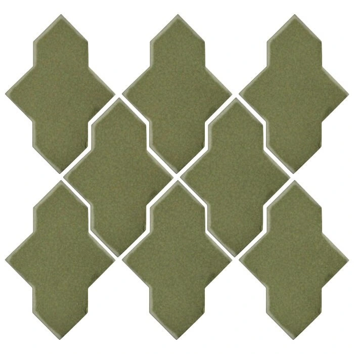 Studio Field Arabesque Pattern 2A High Fire Ceramic Tile Kelp