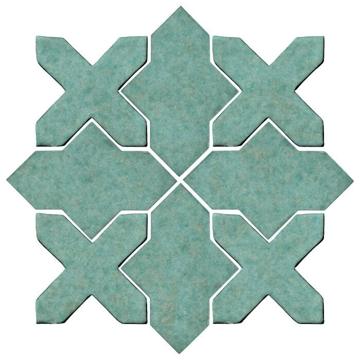 Studio Field Arabesque Pattern 2B High Fire Ceramic Tile Aqua