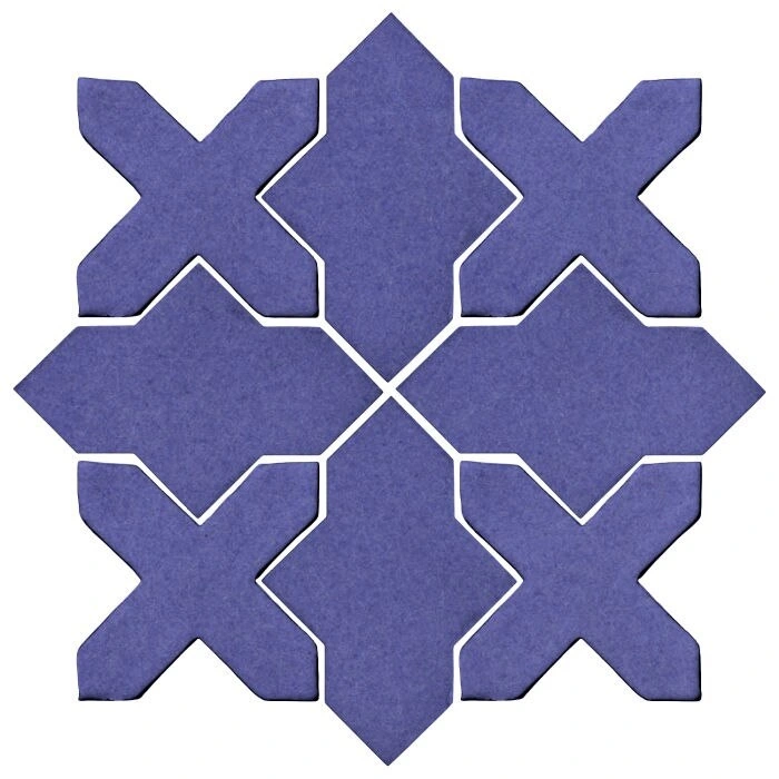Studio Field Arabesque Pattern 2B High Fire Ceramic Blue Satin