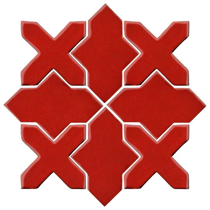 Studio Field Arabesque Pattern 2B High Fire Ceramic Brick Red