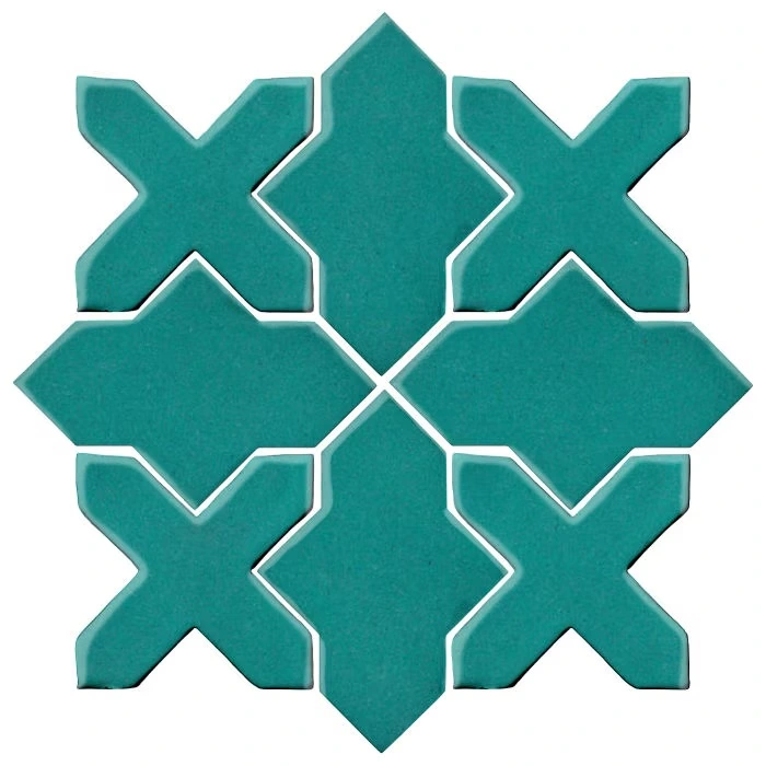 Studio Field Arabesque Pattern 2B High Fire Ceramic Real Teal