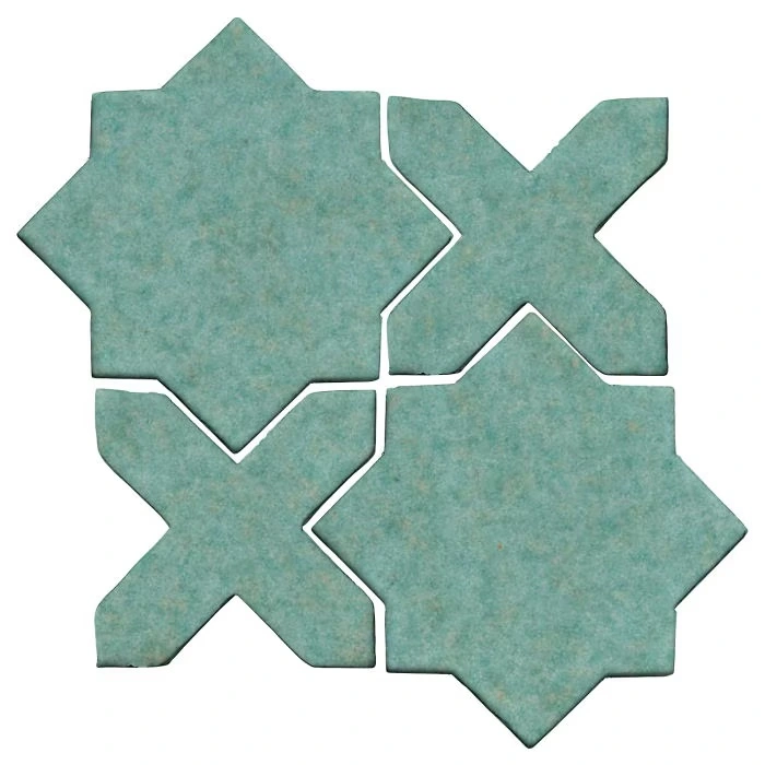 Studio Field Arabesque Pattern 2C High Fire Ceramic Tile Aqua