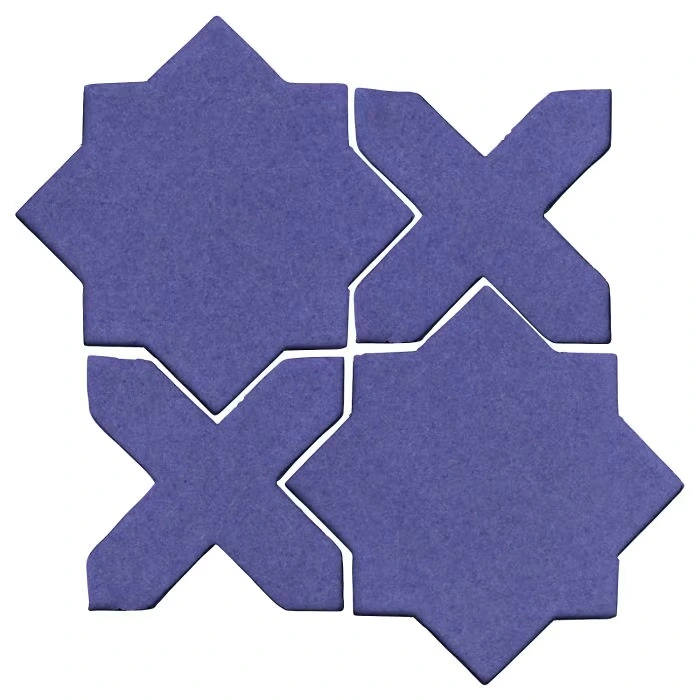 Studio Field Arabesque Pattern 2C High Fire Ceramic Blue Satin