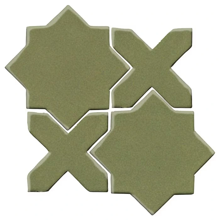 Studio Field Arabesque Pattern 2C High Fire Ceramic Tile Kelp