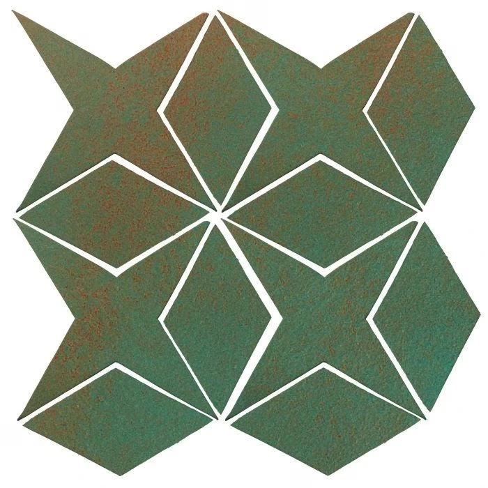Studio Field Arabesque Pattern 4 High Fire Ceramic Tile Copper
